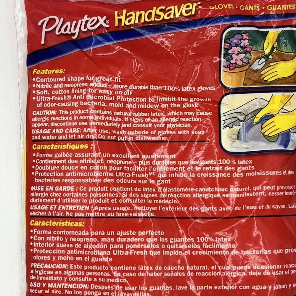 1 Pair Playtex HandSaver Gloves Medium 2008 Yellow Brand‎ New